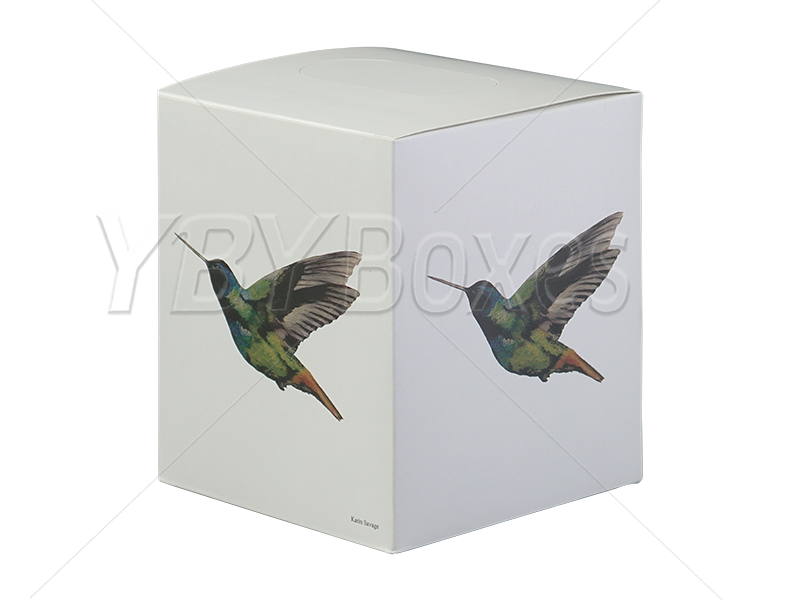 Bird Printed White Cube Box